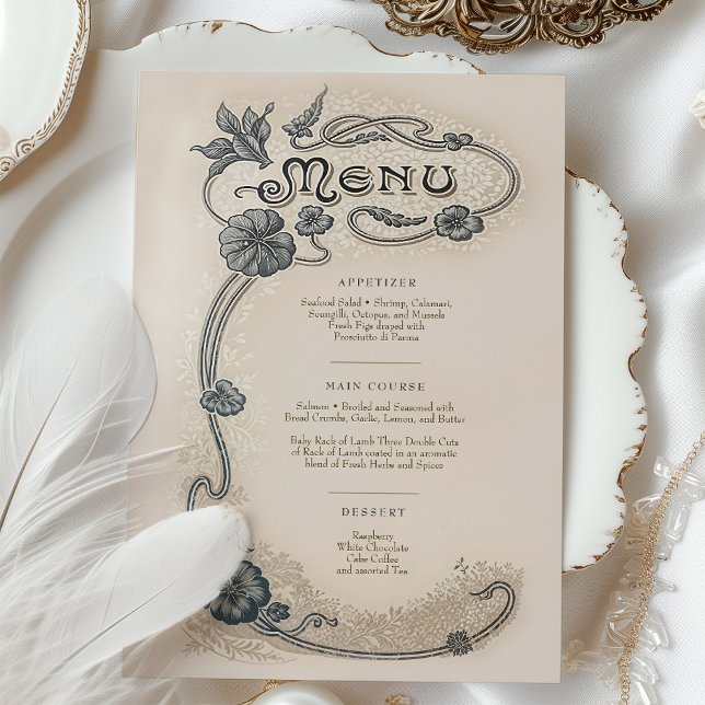 Imagem do Cartão de Menu de Casamento Art Nouveau (Criador carregado)