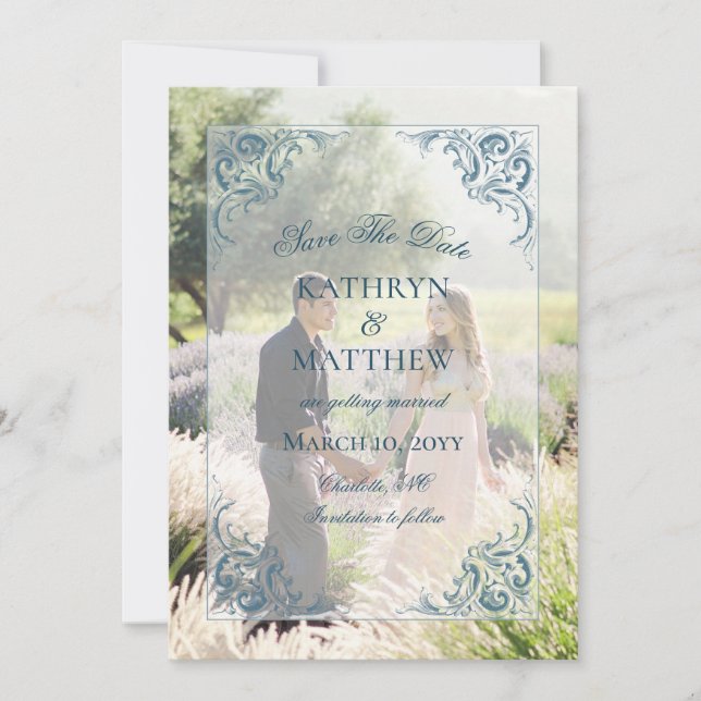 Imagem do Padrão Barroco Elegante Salvar o Cartão  (Frente)