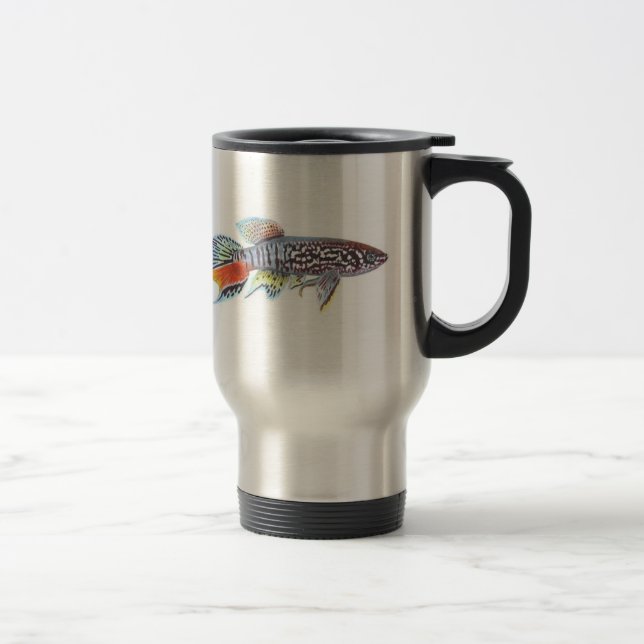 Imagem dobro da caneca de viagem azul do Killifish (Direita)