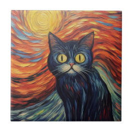 Imagem engraçada de gato preto por Edvard Munch in