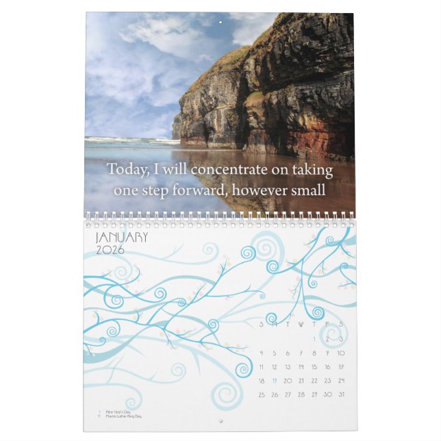 Imagens bonitas com calendário das afirmações (Jan 2026)