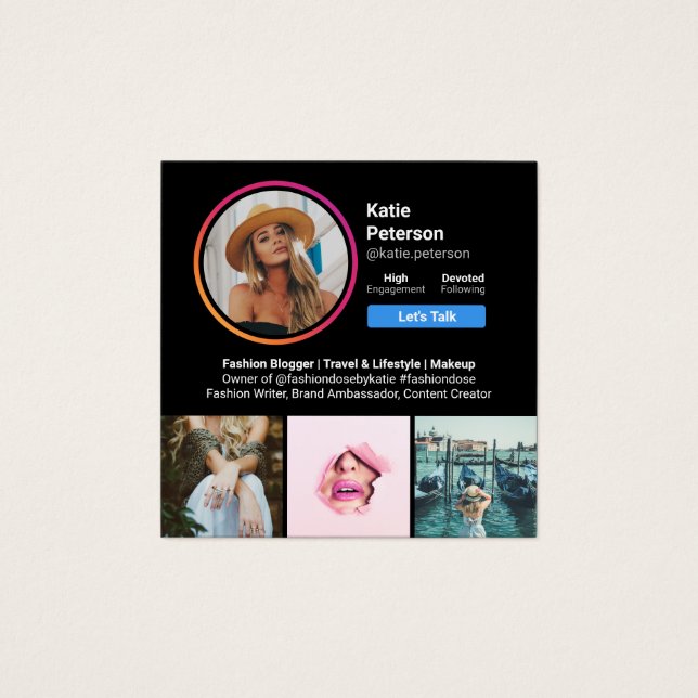 Imagens do Instagram perfil das mídias sociais de  (Frente)