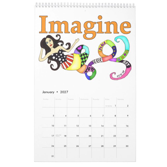 Imagine o calendário da sereia & dos amigos 2012 (Jan 2027)