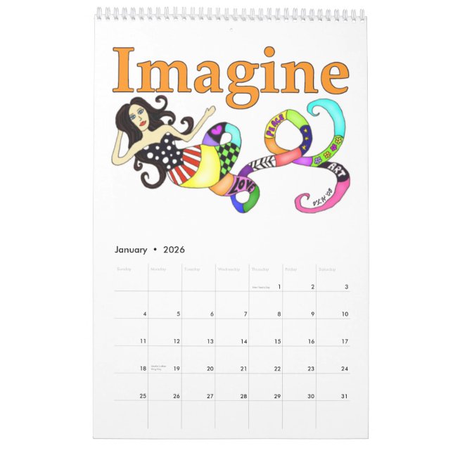 Imagine o calendário da sereia e dos amigos 2011 (Jan 2026)