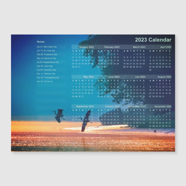 Íman Calendário - Excelente Azul Herões Tomar Voo (Frente)