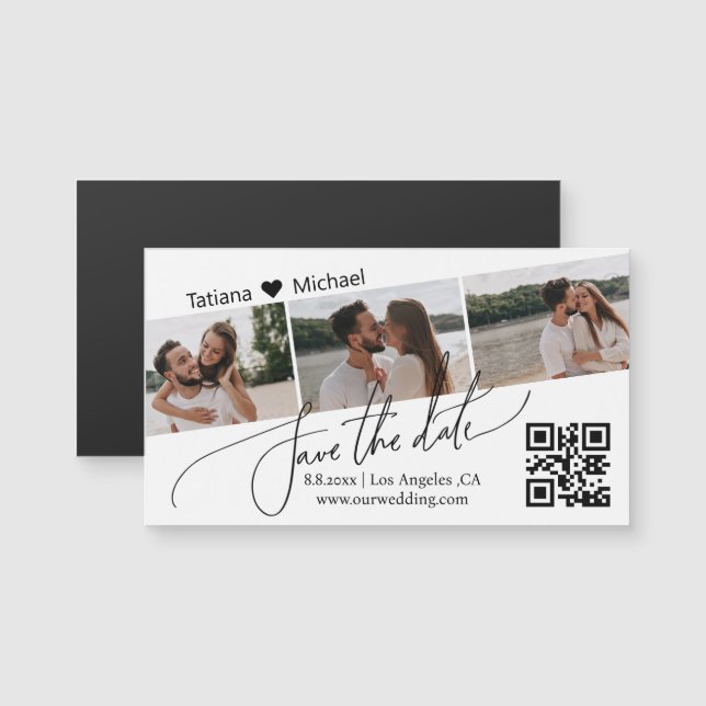íman chic de código qr 3 colagem de fotos para sal (Frente/Verso)