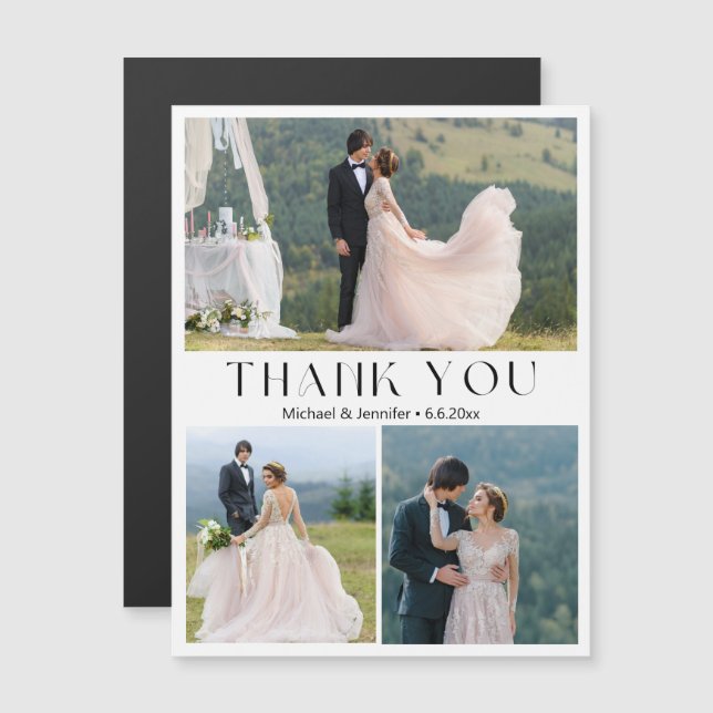 íman de agradecimento de casamento minimalista 3 f (Frente/Verso)