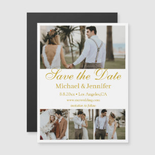 íman de data de casamento colagem 4 fotos em letra
