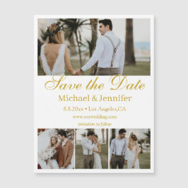 íman de data de casamento colagem 4 fotos em letra