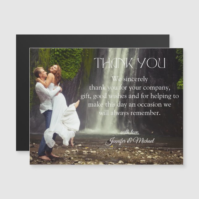 íman de foto de casamento com agradecimento modern (Frente/Verso)
