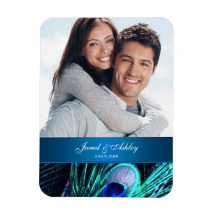 Ímãs de Aviso de Salvamento de Foto de Pavão Elega