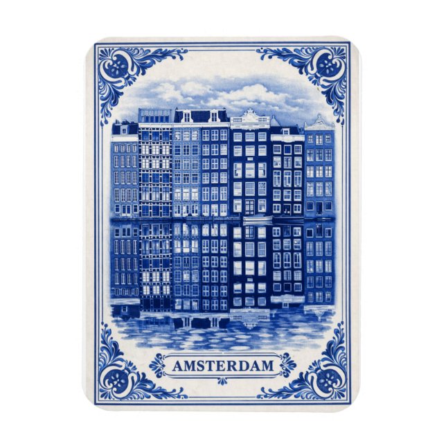 Ímãs de casas do canal de Amsterdã no estilo Delft (Vertical)