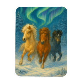 Ímãs de Cavalos Islandeses Aurora Boreal