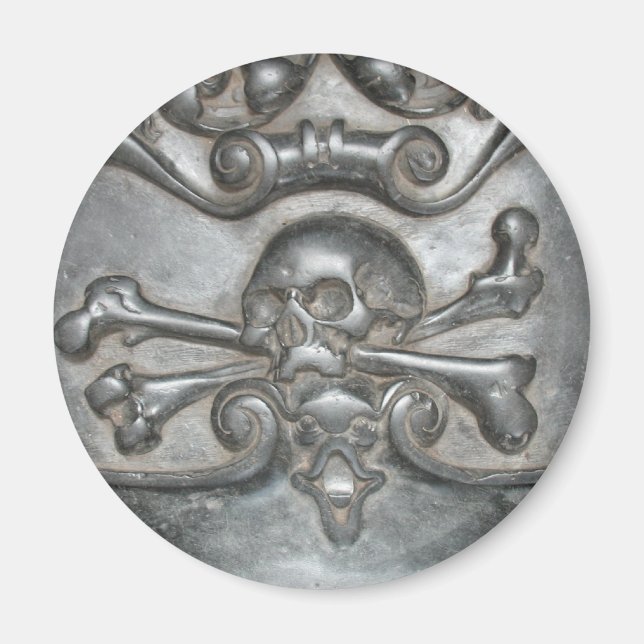 Imãs de geladeira do Crânio e Ossos do Mármore Neg (Frente)