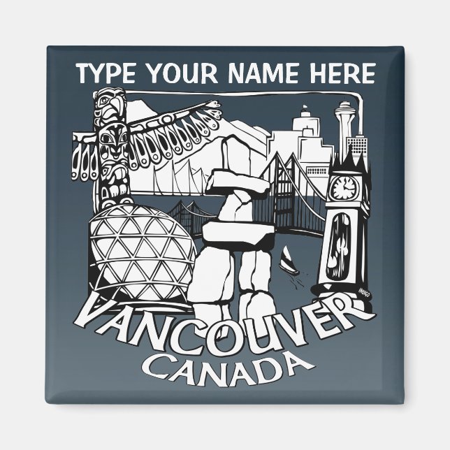 Imãs de geladeira Vancouver Souvenir Personalizado (Frente)