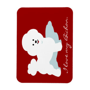 Ímãs do amor de Bichon no vermelho