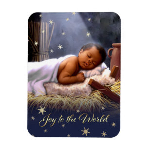 Ímãs do Natal de Jesus do bebê do afro-american