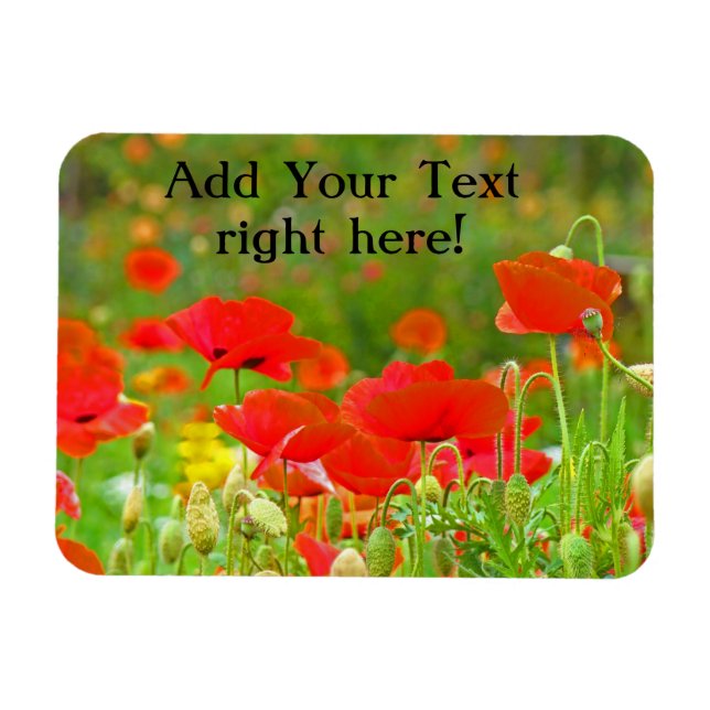 Ímãs flexíveis Adicione Seu Texto Flores Vermelhas (Horizontal)