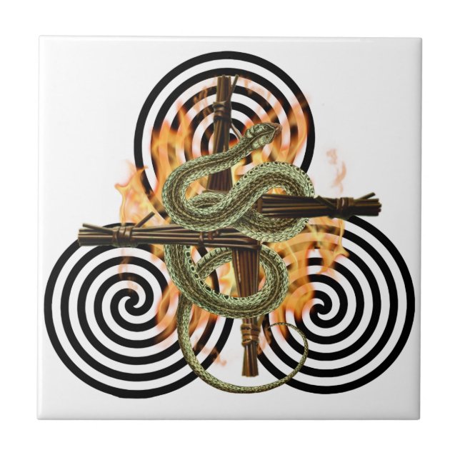 Imbolc Fire Serpent Pagan Sabbat Altar Azulejo (Frente)