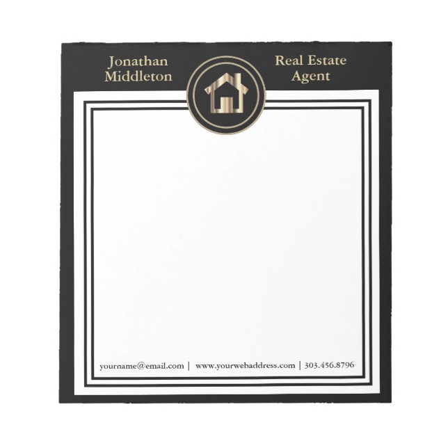 Imobiliário - Bloco de notas preto e Dourado (Frente)