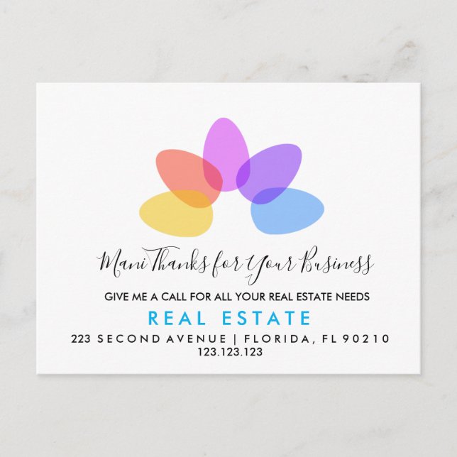 imobiliário Mani faz remessas Anúncio Cartão posta (Frente)