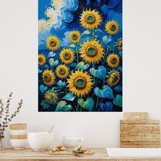 Imparelha Estilo Girassóis Grande Poster | Wall Ar