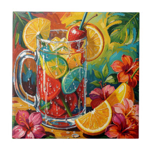 Impasto de pintura a óleo de coquetel de verão tro