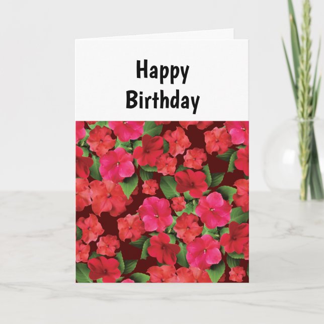 Impatiens Flowens - Cartão de Aniversário (Frente)