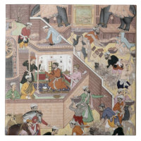 Imperador Akbar (r.1556-1605) que inspeciona o
