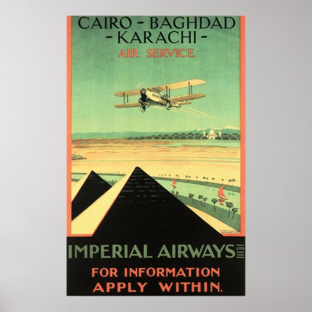 IMPERIAL AIRWAYS Air Service Retro Airlines Poster (Frente)