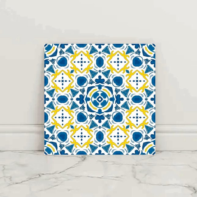 Imperial Blue  Elegant Geometric Mosaic  (Criador carregado)