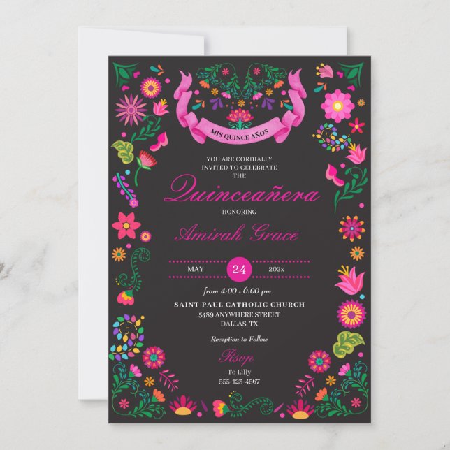 Império da Fiesta Mexicana Quinceañera Convite (Frente)