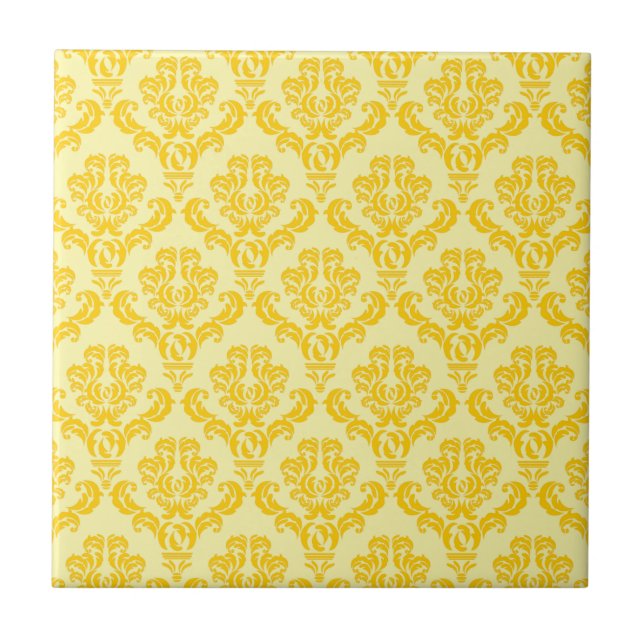 Império francês Damask in Yellow and Cream (Frente)