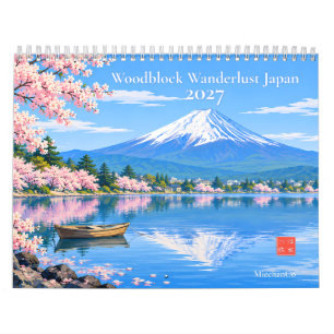 Ímpeto de Xilogravura Japão 2027 Calendário de Par