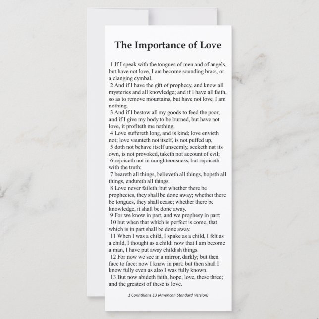 Importância do Cartão de Oração de Amor (Frente)