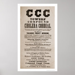 Impressão 1870 do bordo da medicina da cólera
