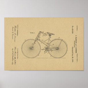 Impressão 1890 da arte da patente do Velocipede d