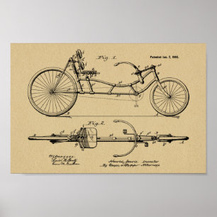 Impressão 1902 Recumbent da arte da patente da
