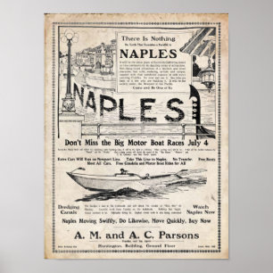 Impressão 1906 da construção de Nápoles Calif