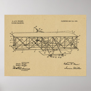 Impressão 1906 do desenho da patente do avião do