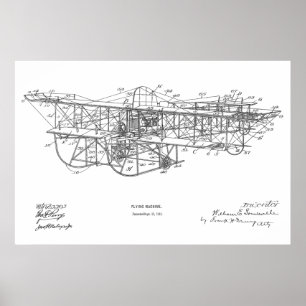 Impressão 1915 do desenho da patente do avião da