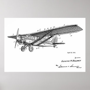 Impressão 1932 do desenho da arte da patente do