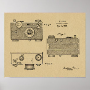 Impressão 1938 do desenho da arte da patente da