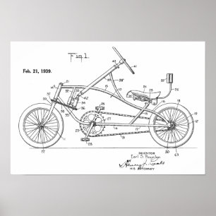 Impressão 1939 Recumbent da arte da patente da