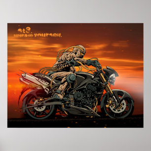 Impressão 26x20 triplicar-se da motocicleta de