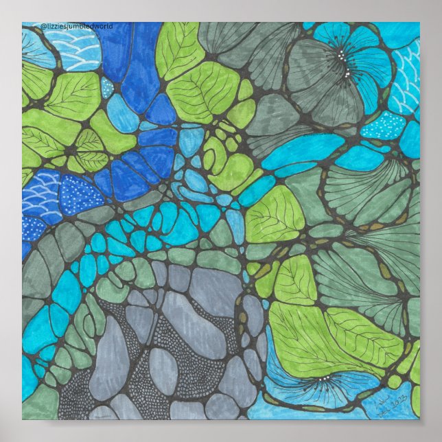 Impressão 8x8in de rabisco sobrecarregado. (Frente)