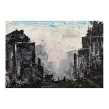 Impressão Abstrata Cidade Cinza, Cartaz de Valor e
