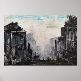 Impressão Abstrata Cidade Cinza, Cartaz de Valor e