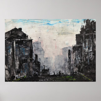 Impressão Abstrata Cidade Cinza, Cartaz de Valor e