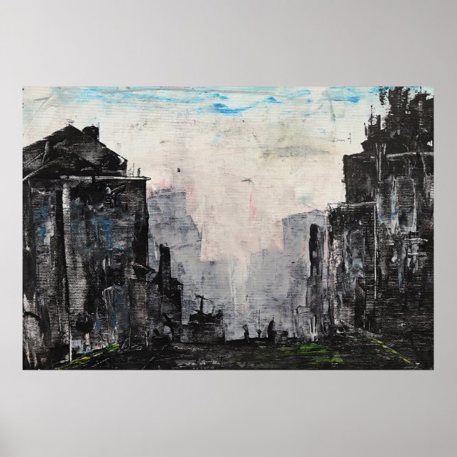 Impressão Abstrata Cidade Cinza, Cartaz de Valor e (Frente)